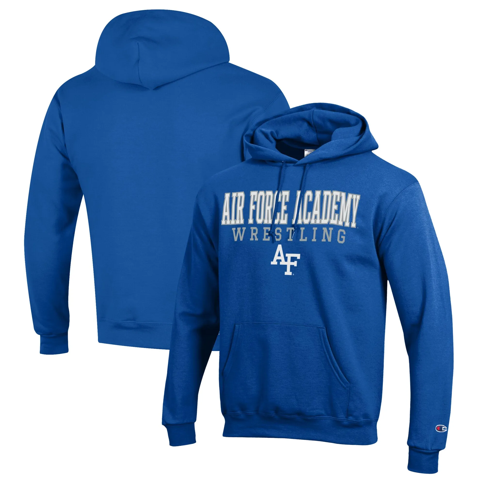 Champion Air Force Falcons Royal Wrestling Stack Logo Powerblend Pullover Hoodie