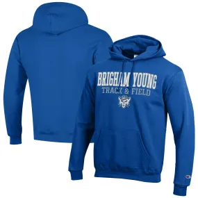 Champion  BYU Cougars Royal Track & Field Stack Powerblend Pullover Hoodie