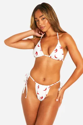 Chilli Print Triangle Bikini Set