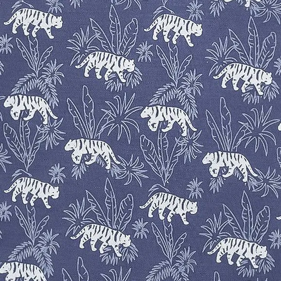 Collared Romper - Tigers on Indigo  100% Pima Cotton