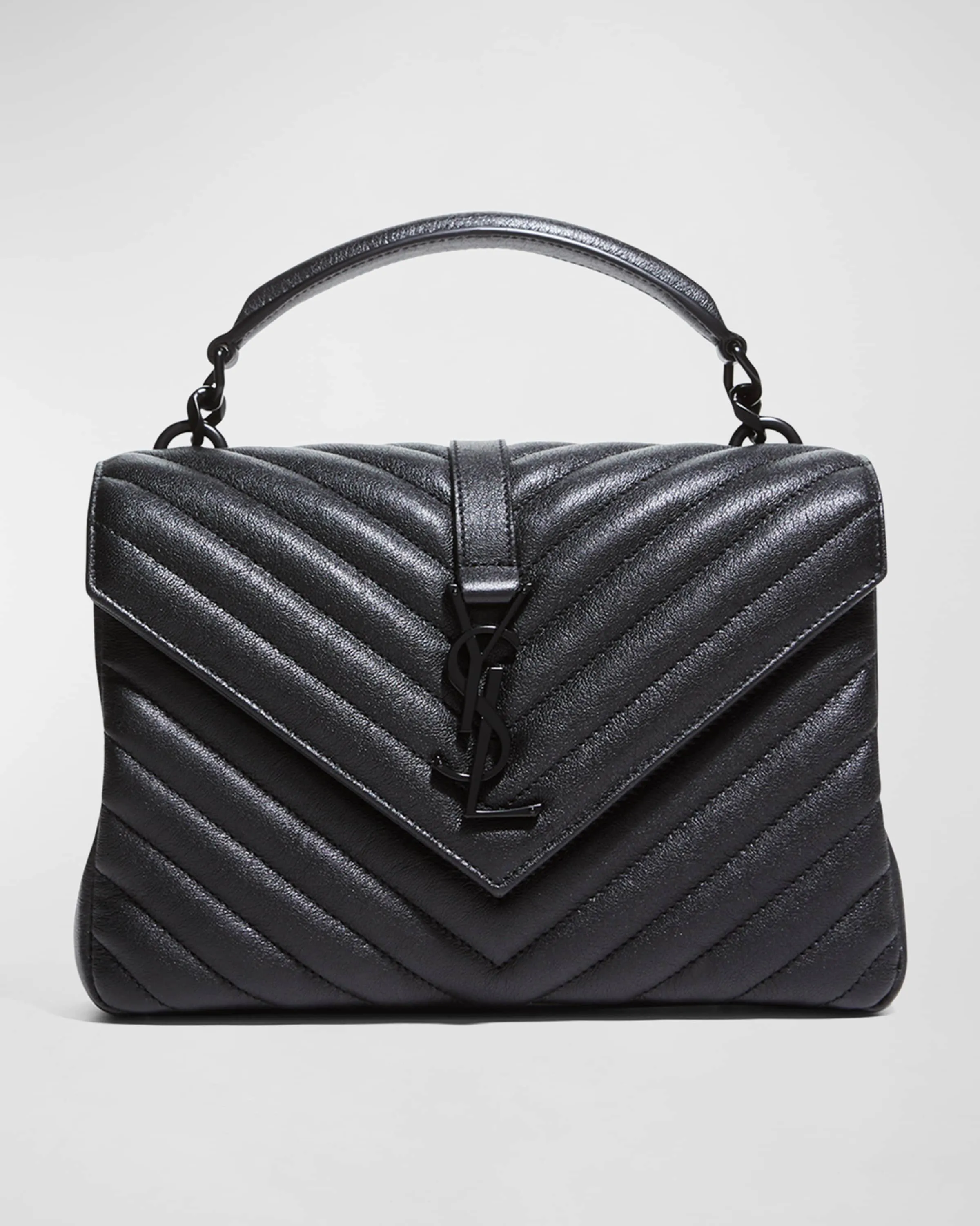 College Medium Flap YSL Shoulder Bag in Quilted Leather