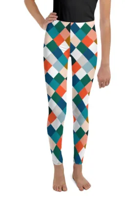 Colorful Rhombus Pattern Youth Leggings