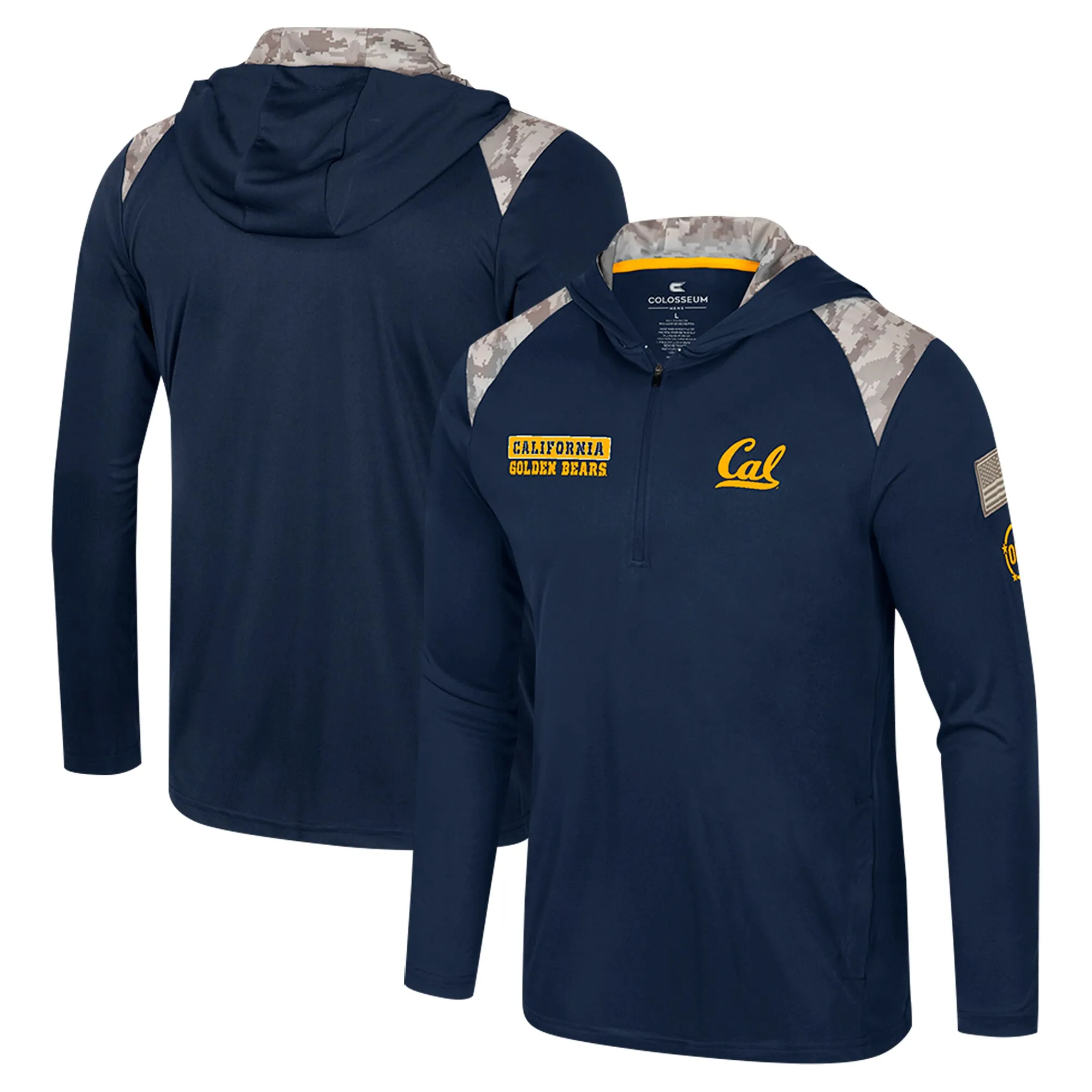 Colosseum Cal Bears Navy OHT Military Appreciation Quarter-Zip Hoodie Jacket