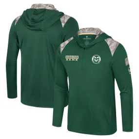 Colosseum Colorado State Rams Green OHT Military Appreciation Quarter-Zip Hoodie Jacket