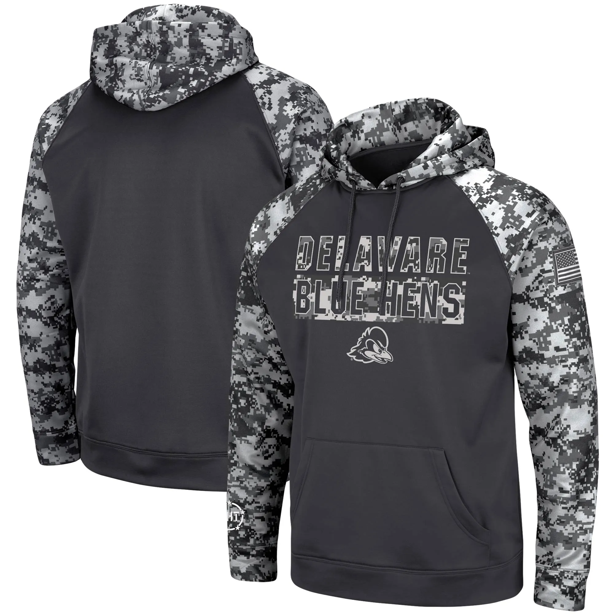 Colosseum Delaware Fightin' Blue Hens Charcoal OHT Military Appreciation Digital Camo Pullover Hoodie