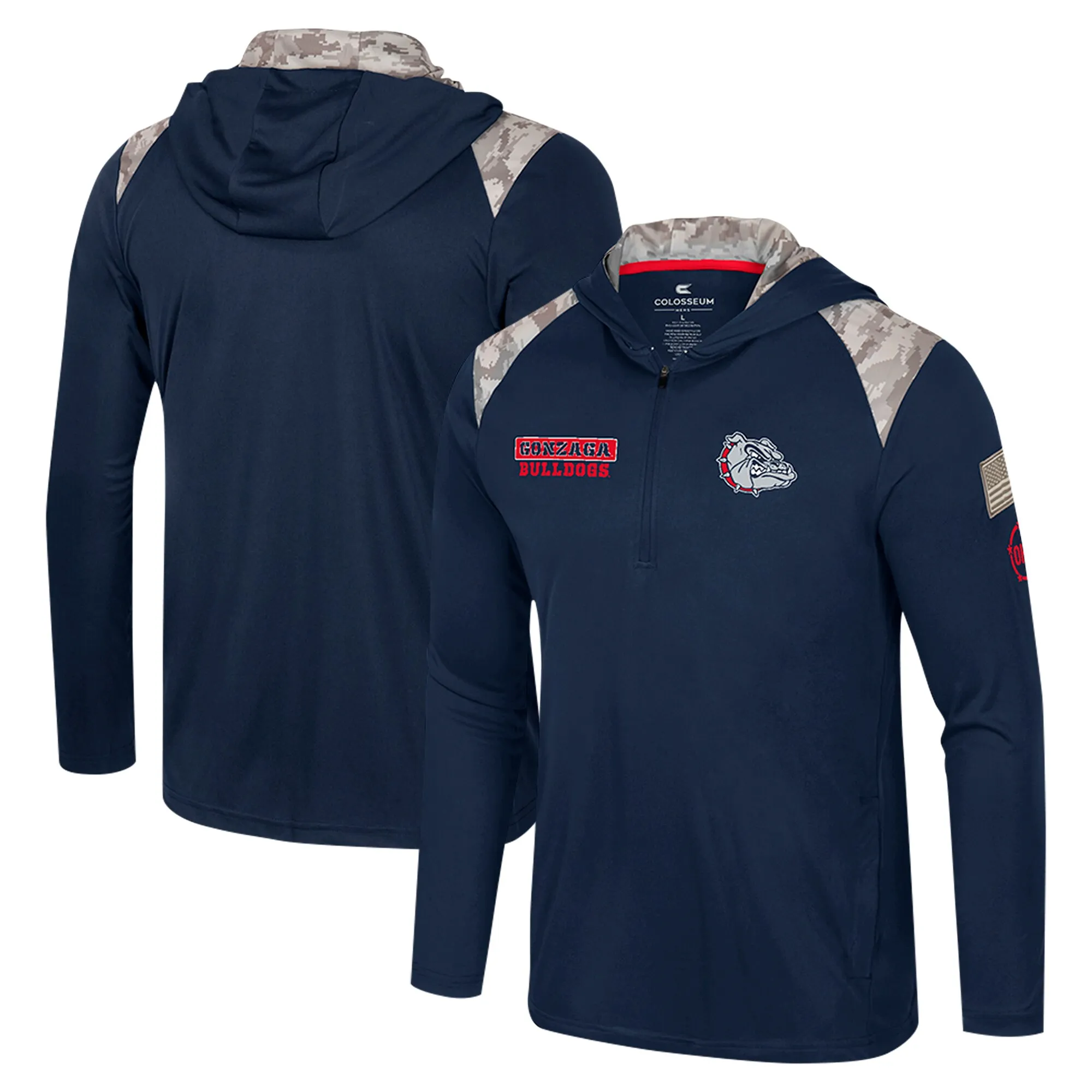 Colosseum Gonzaga Bulldogs Navy OHT Military Appreciation Quarter-Zip Hoodie Jacket