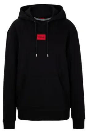 Cotton hooded sweatshirt with logo label