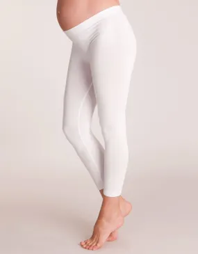 Cropped White Under-Bump Maternity Leggings