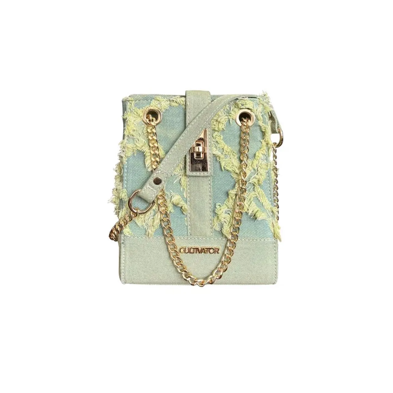 Cultivator Denim Chain Strap Rectangular Mini Handbag