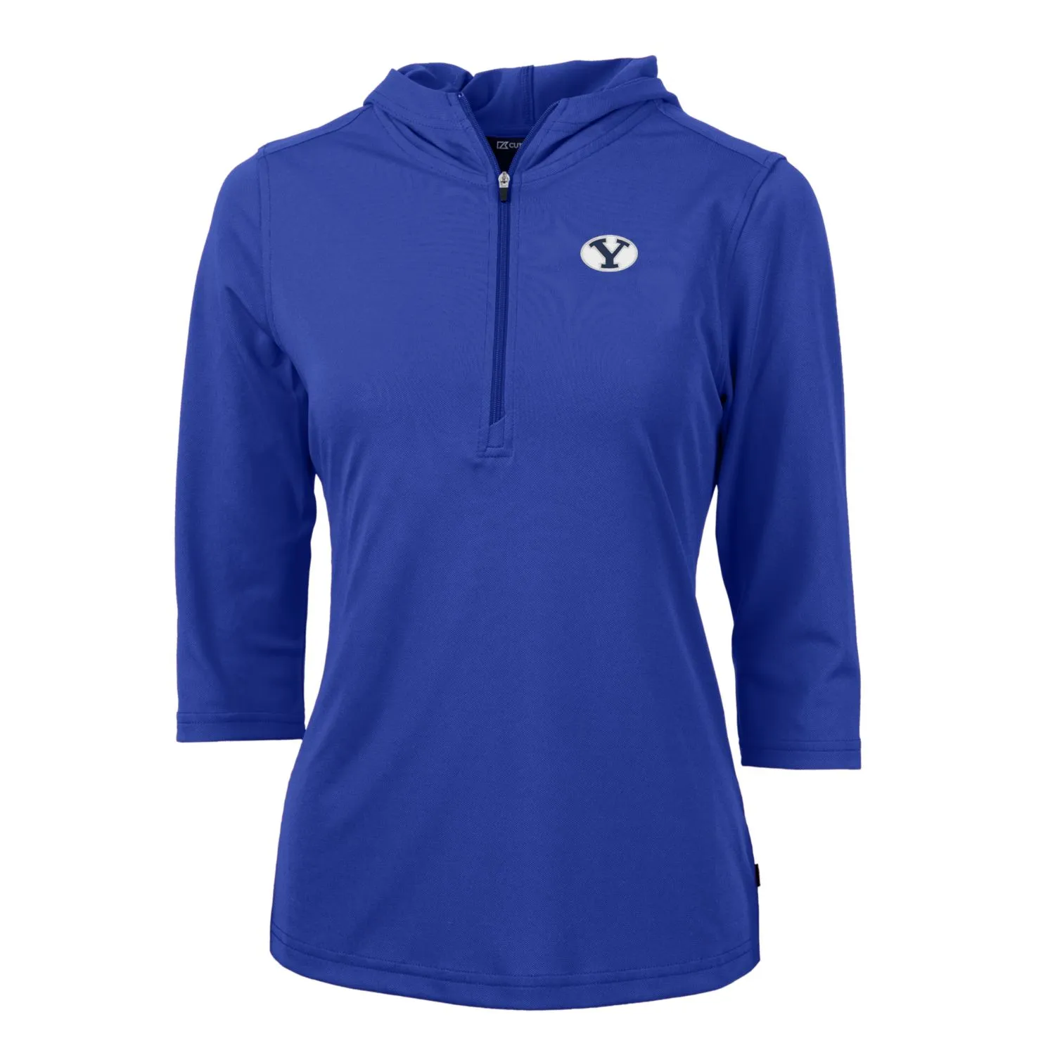 Cutter & Buck BYU Cougars Women's Blue Virtue Eco Pique Half-Zip 3/4 Sleeve Pullover Hoodie