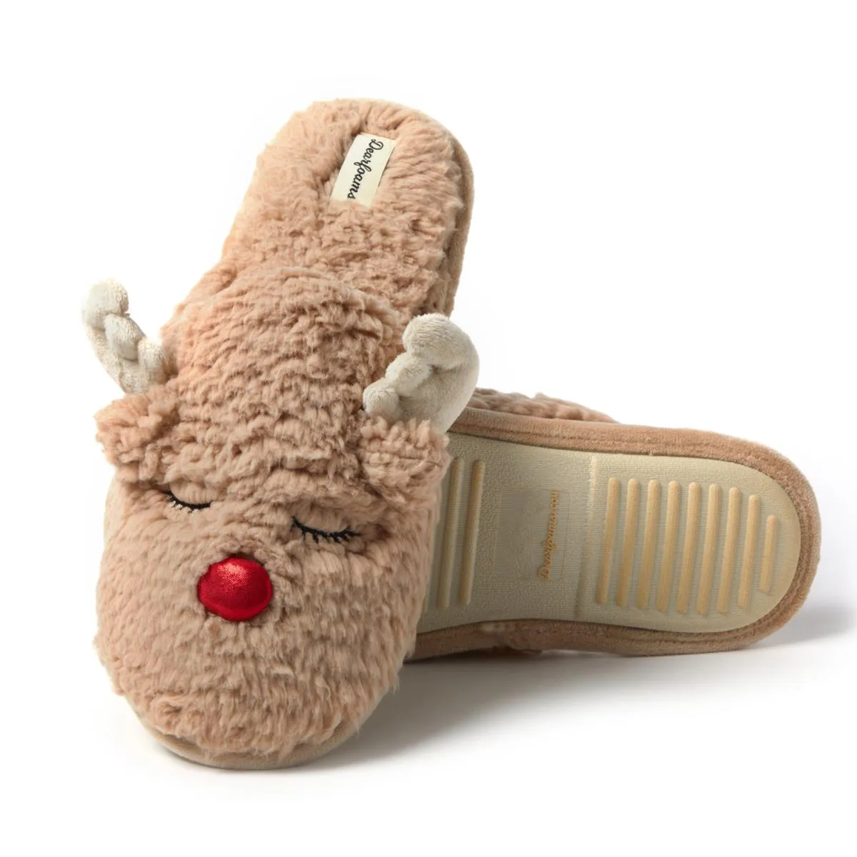      Dearfoams Men's Holiday Novelty Reindeer Scuff Slipper     