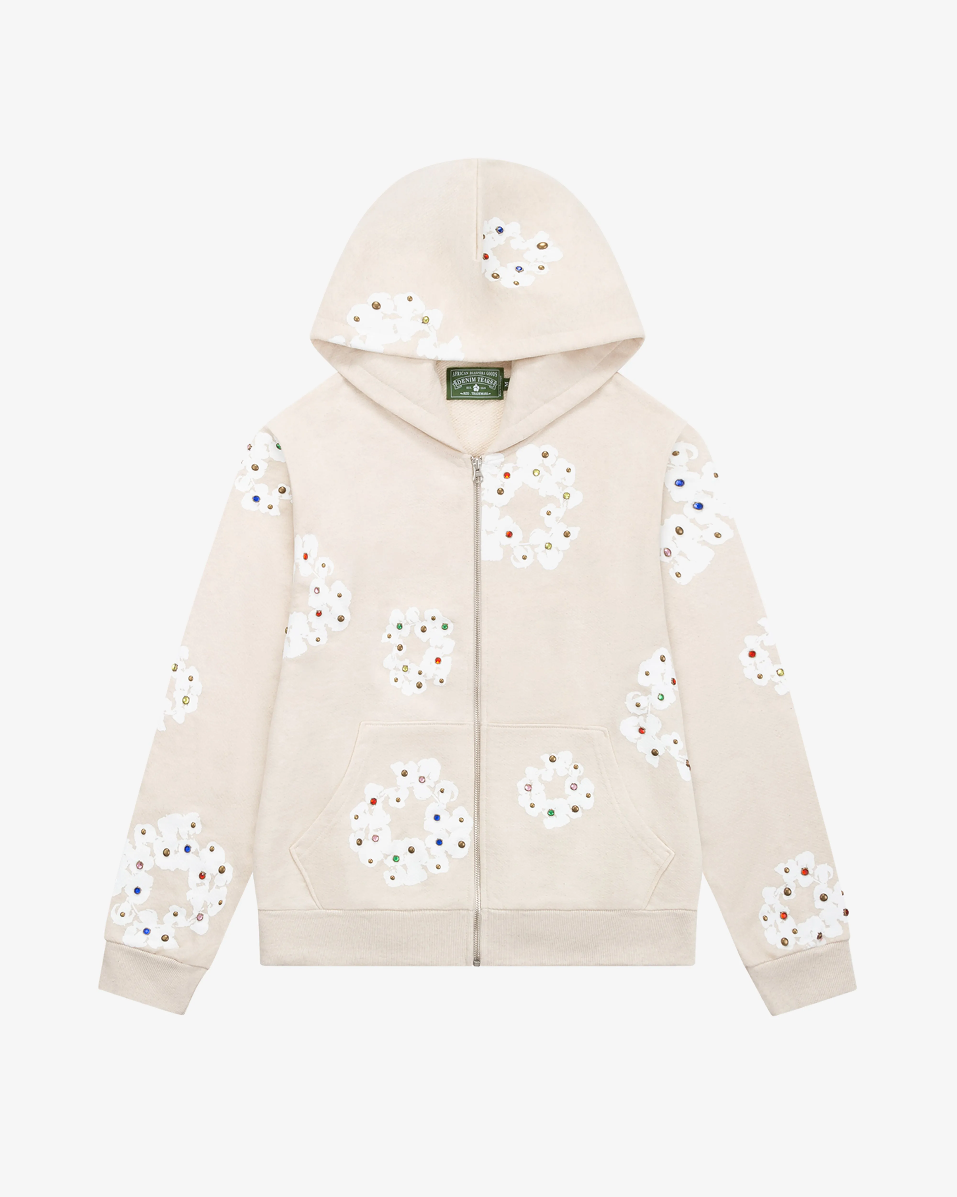 Denim Tears - Men's Rhinestone Cotton Wreath Hoodie - (Cream)