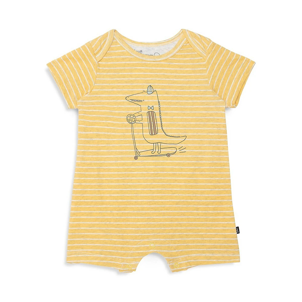 Deux Par Deux Baby Boy's Nestor The Alligator Striped Romper