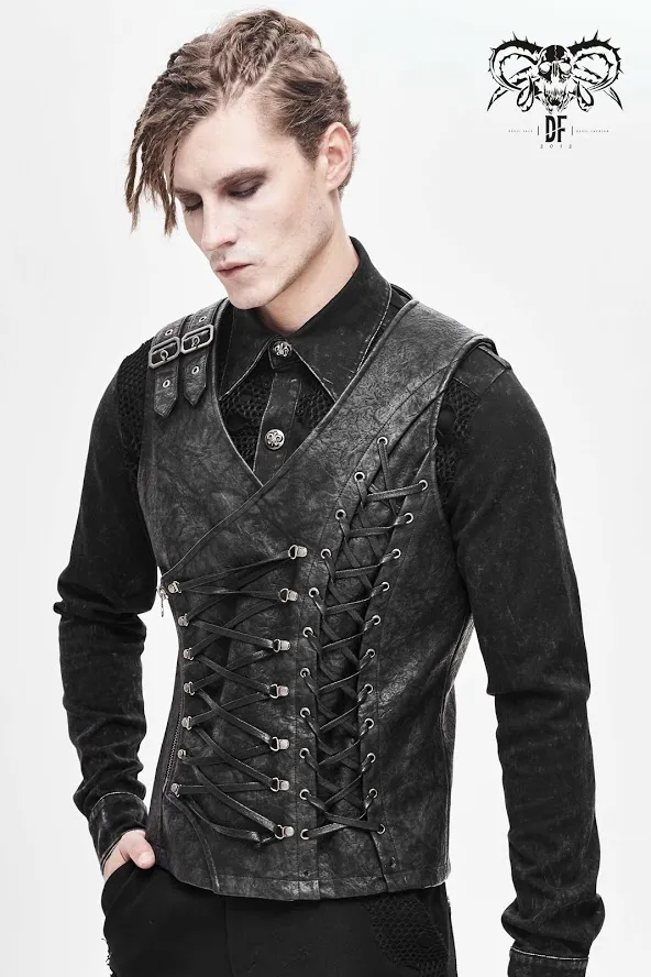 Devil Fashion - Faux Leather Vest with Cords WT047 | Dark Ages