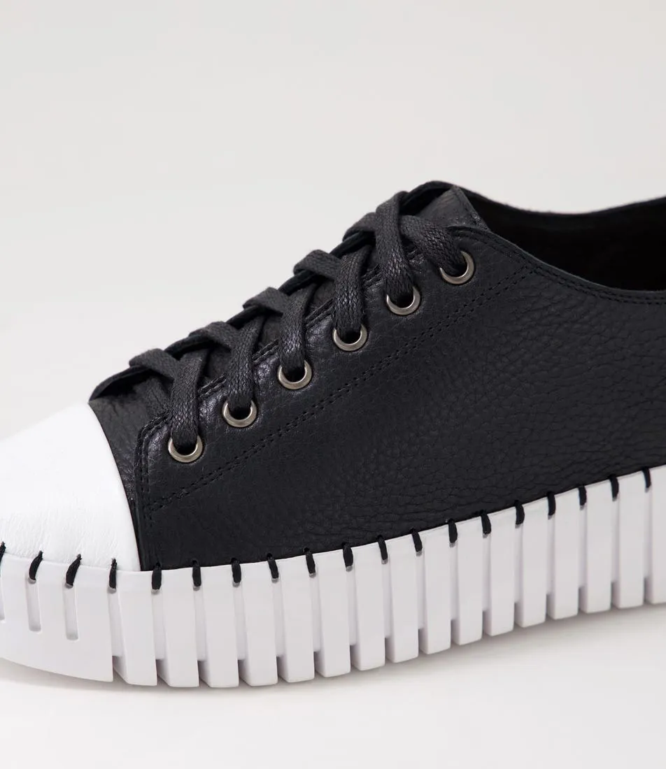 DJANGO & JULIETTE Barmery White Black Tumble Leather Sneakers