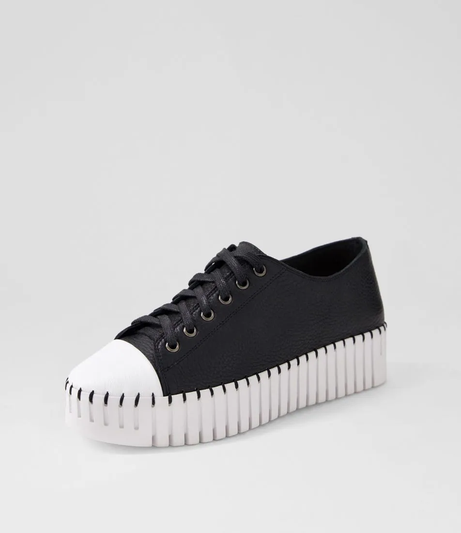 DJANGO & JULIETTE Barmery White Black Tumble Leather Sneakers