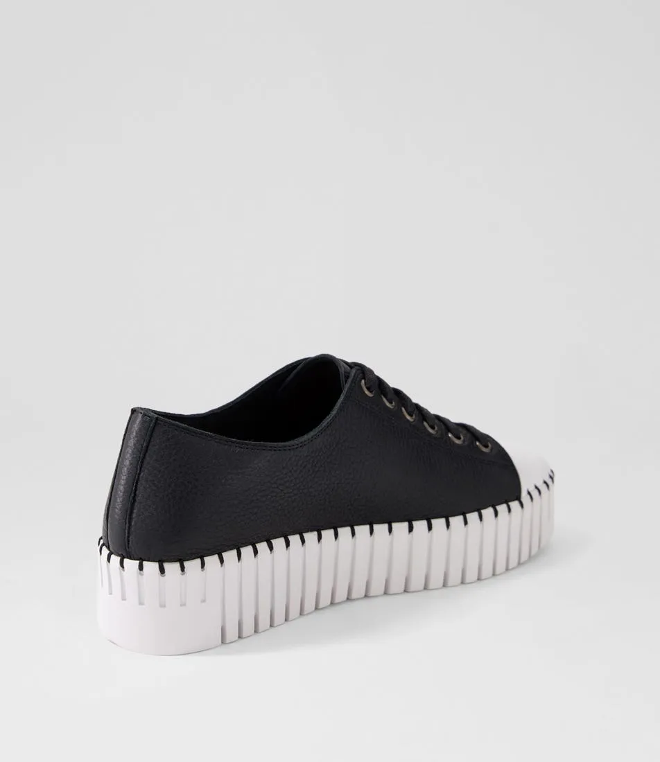 DJANGO & JULIETTE Barmery White Black Tumble Leather Sneakers