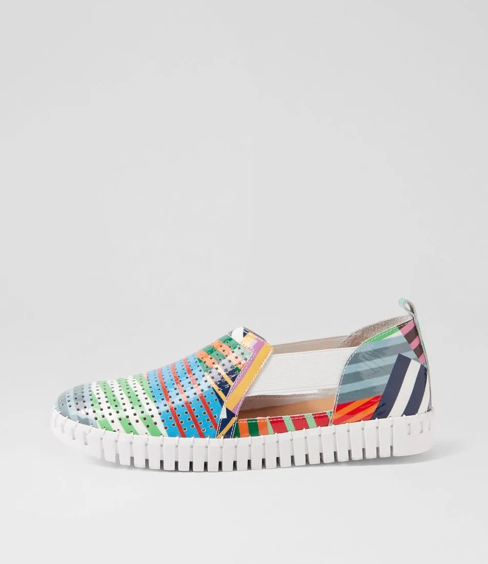 DJANGO & JULIETTE Habiki White Stripe Multi Patent Leather Sneakers