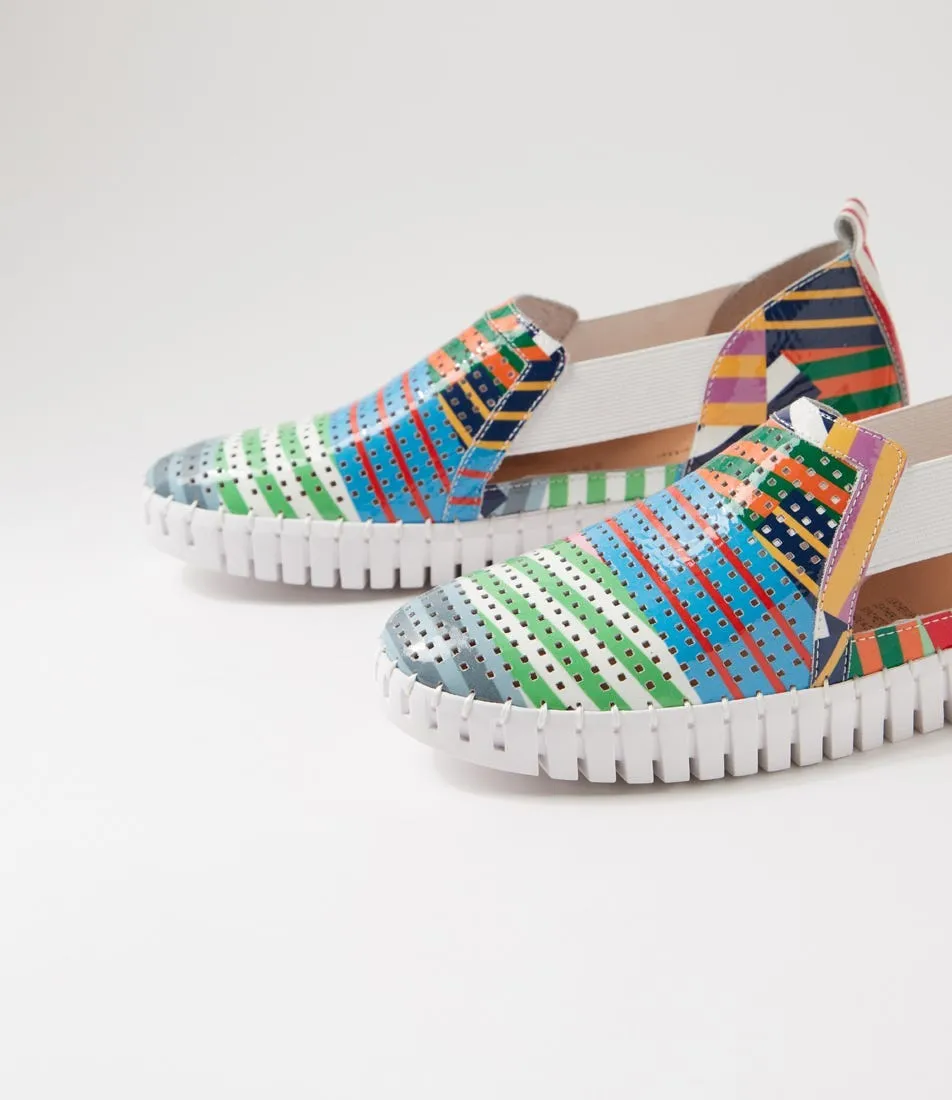 DJANGO & JULIETTE Habiki White Stripe Multi Patent Leather Sneakers