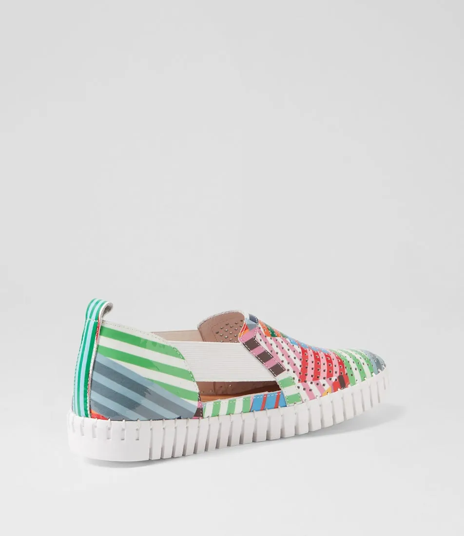 DJANGO & JULIETTE Habiki White Stripe Multi Patent Leather Sneakers