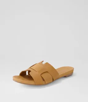 DJANGO & JULIETTE Jeddaly Lrg Dark Tan Leather Elastic Sandals