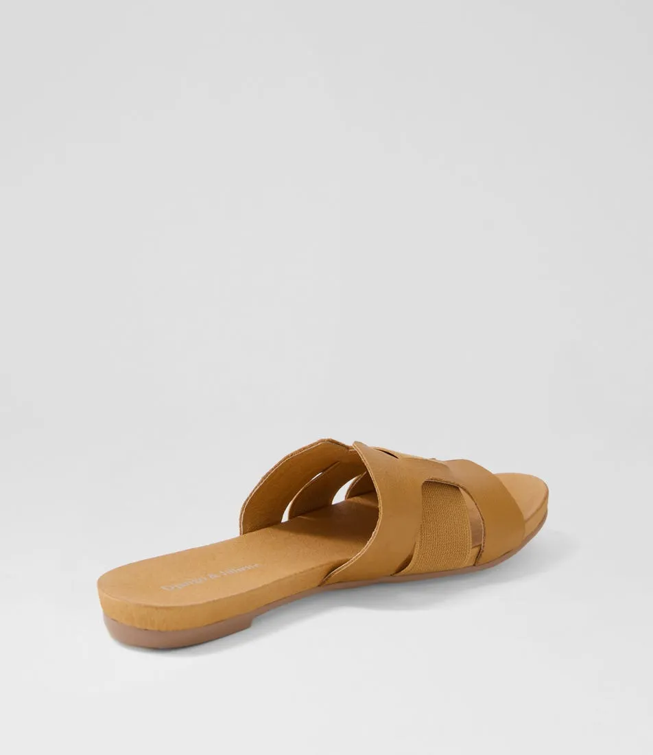 DJANGO & JULIETTE Jeddaly Lrg Dark Tan Leather Elastic Sandals