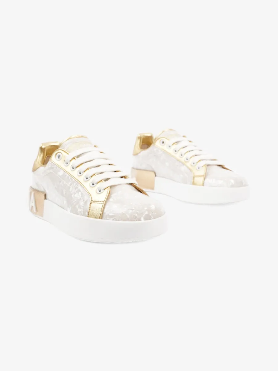 Dolce and Gabbana Portofino Sneakers Pearl  / Gold PVC EU 36 UK 3