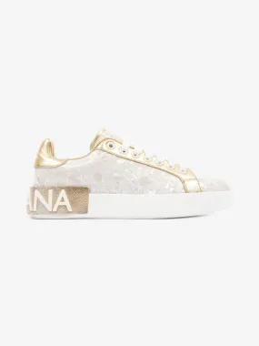 Dolce and Gabbana Portofino Sneakers Pearl  / Gold PVC EU 36 UK 3