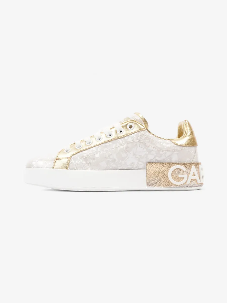 Dolce and Gabbana Portofino Sneakers Pearl  / Gold PVC EU 36 UK 3