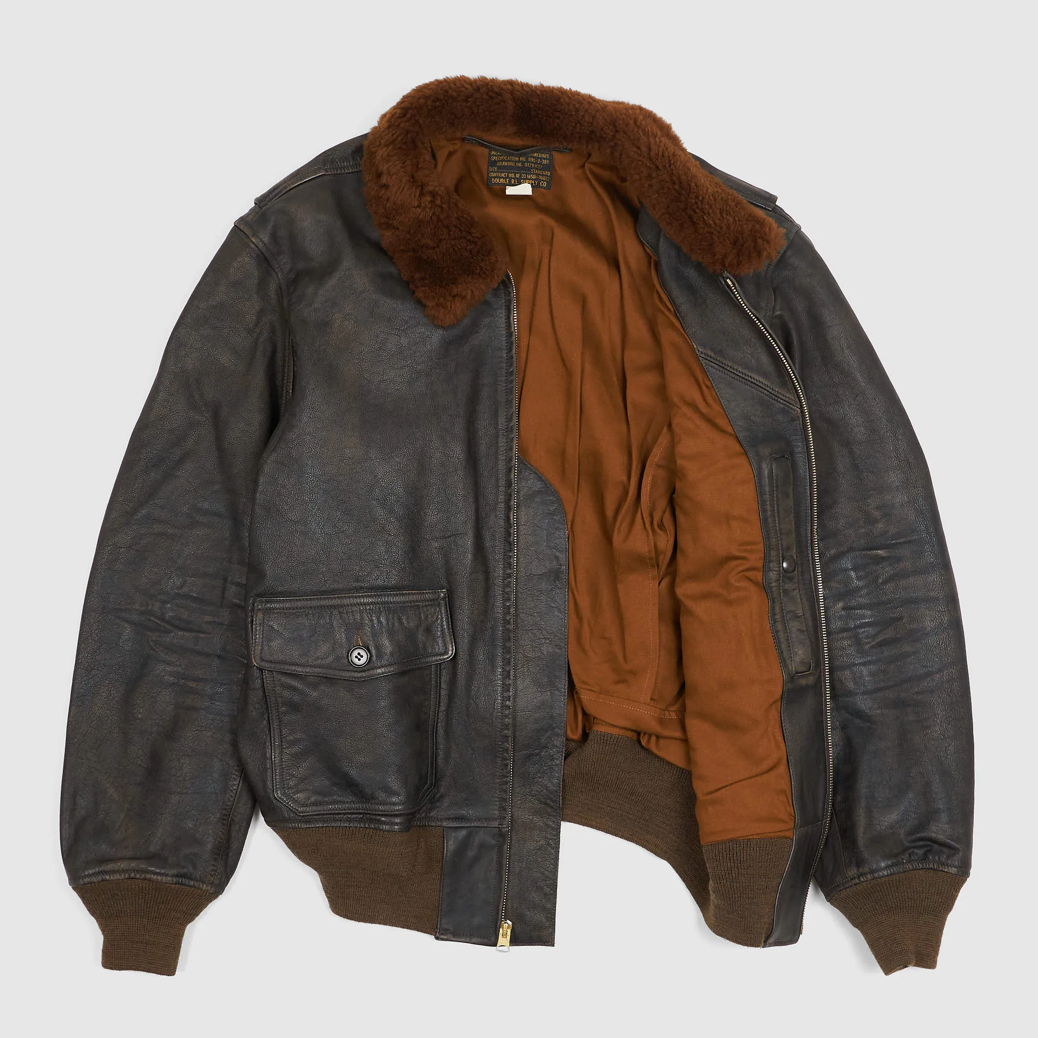 Double RL Bomber Leather Jacket