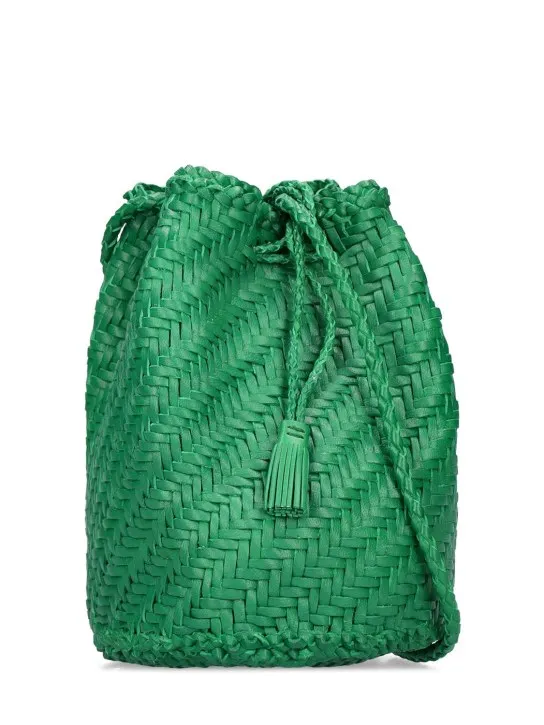 Dragon Diffusion   Pompom Doublej woven leather basket bag 