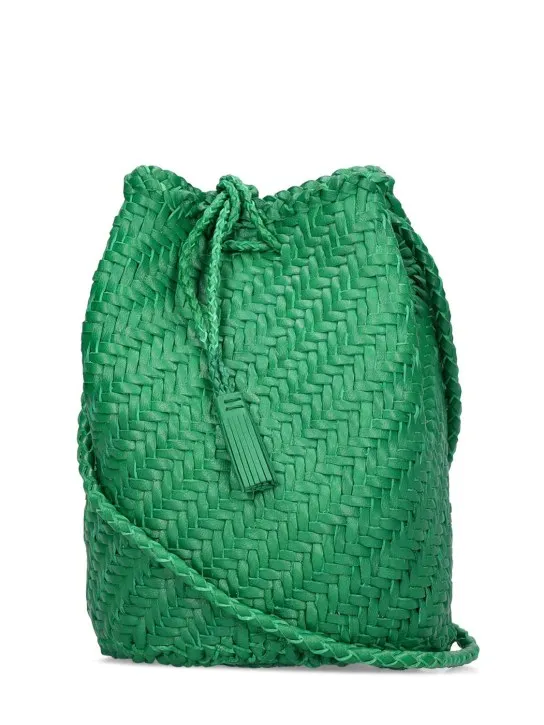 Dragon Diffusion   Pompom Doublej woven leather basket bag 