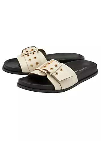 Dunlop Shiloh Cream Buckle Single Strap Footbed Sandals | Grattan