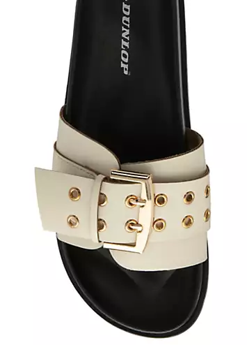 Dunlop Shiloh Cream Buckle Single Strap Footbed Sandals | Grattan