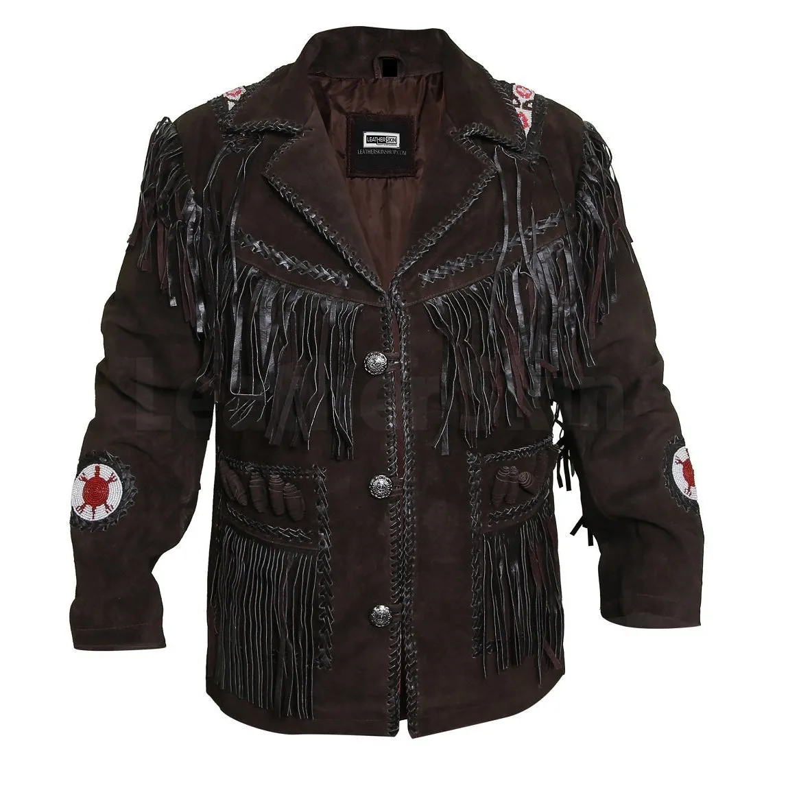 Edgy Chocolate Brown Leather Jacket with Fringes - Leather Skin Shop