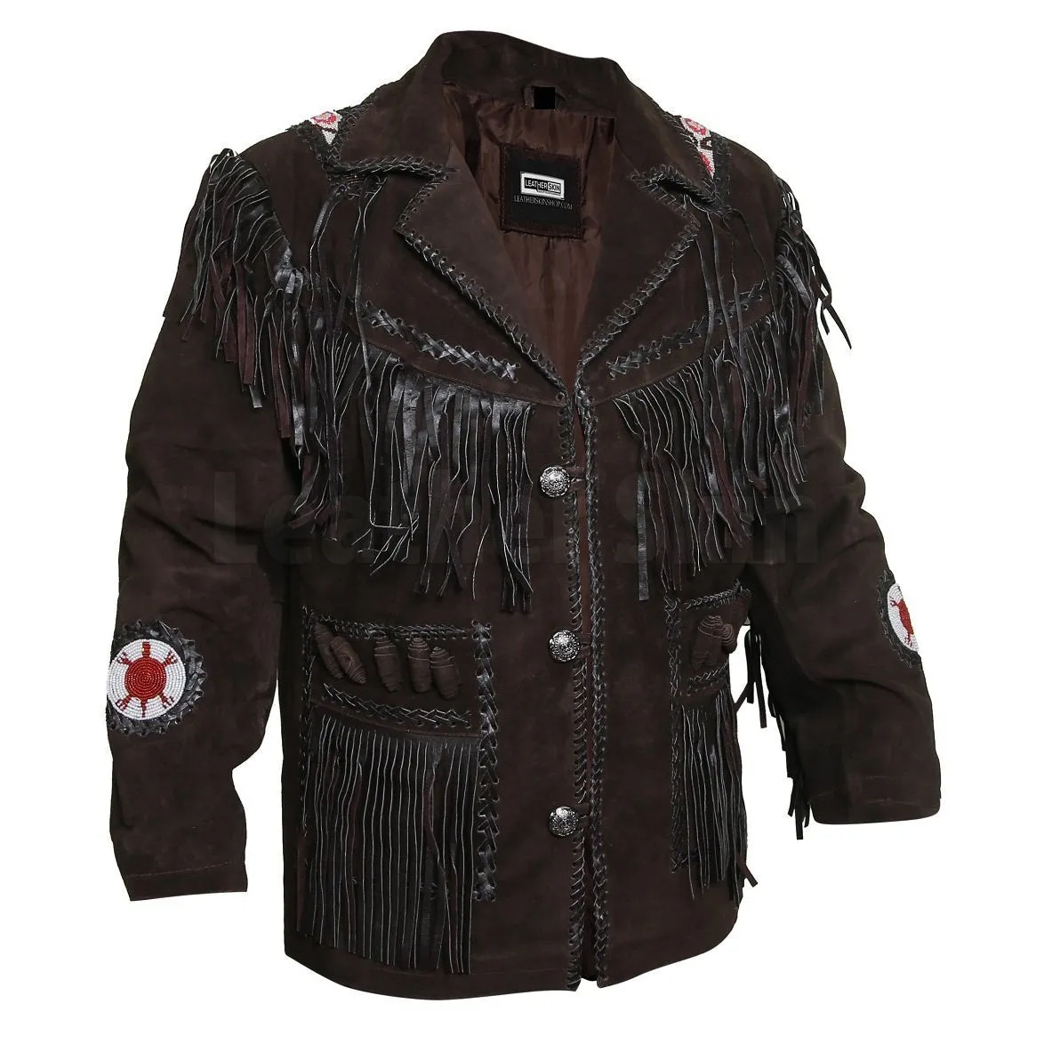 Edgy Chocolate Brown Leather Jacket with Fringes - Leather Skin Shop