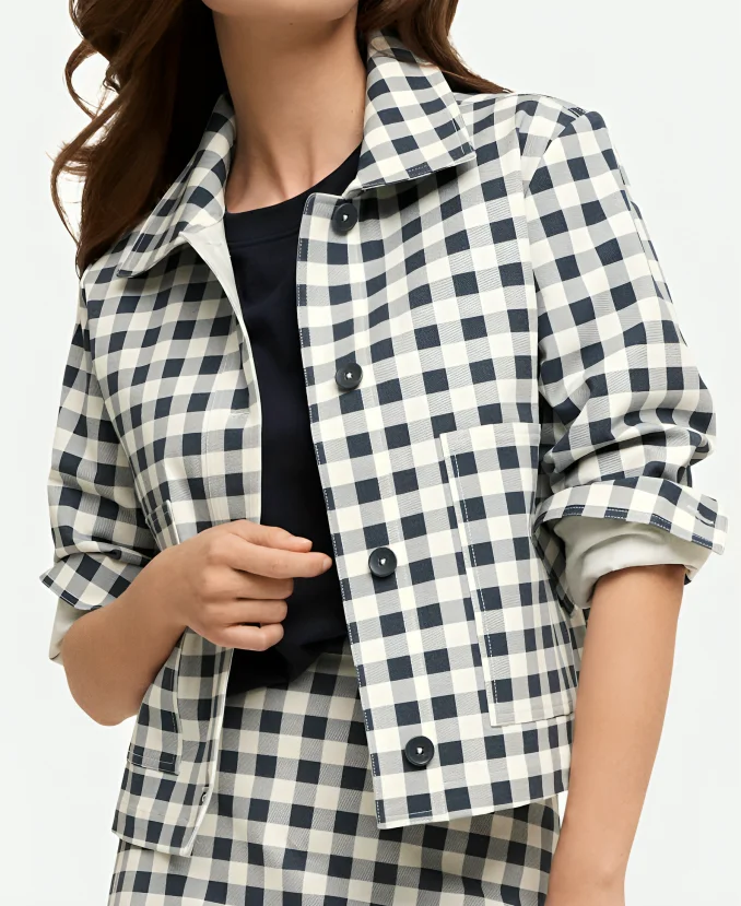 Emily in Paris S4 Lily Collins Plaid Cropped Jacket