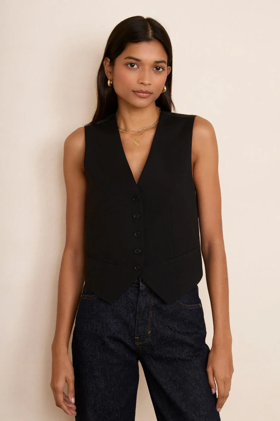 Erin Tailored Waistcoat - Black