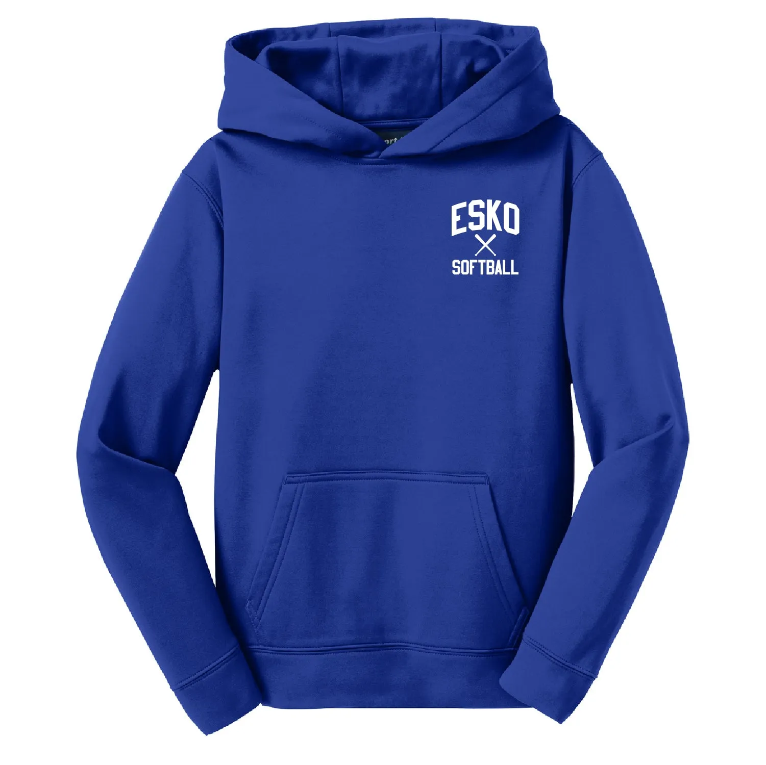 Esko Softball Youth Sport-Wick Fleece Hooded Pullover (Left Chest)