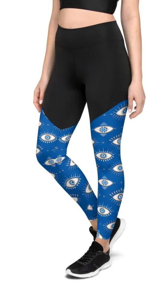 Evil Eye Pattern Compression Leggings