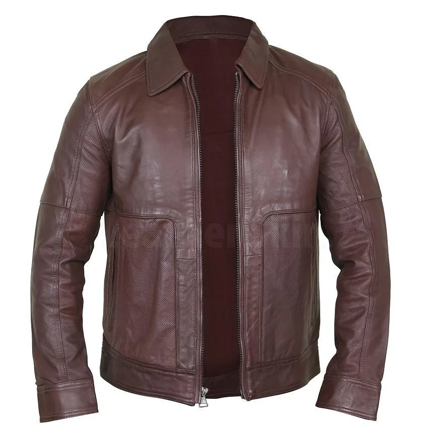 Exquisite Cedar Men’s Leather Jacket with a Shirt Collar - Leather Skin Shop