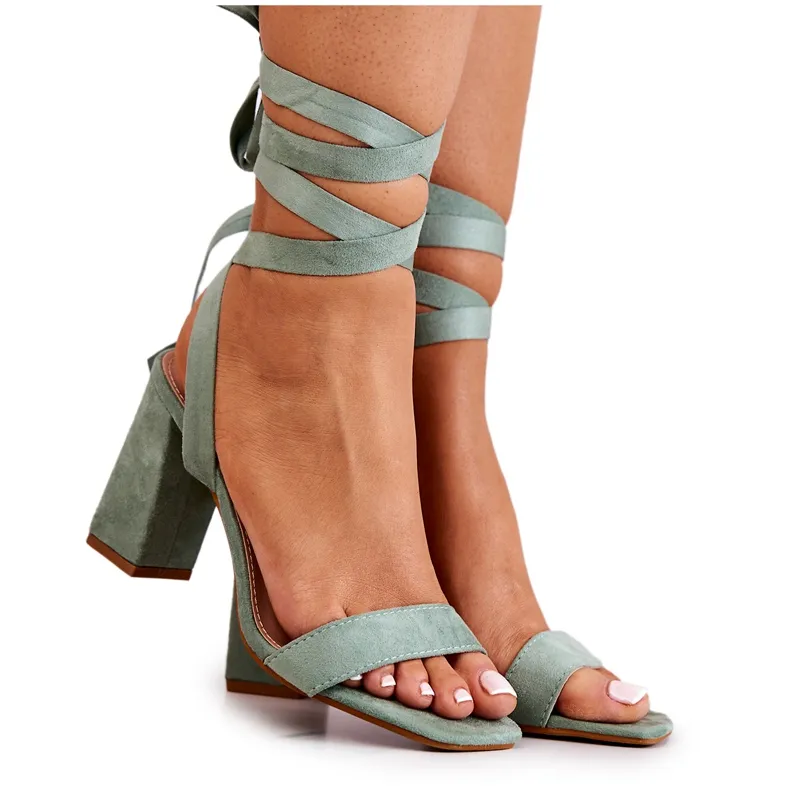 FJ1 Suede Green Sharlene Sandals On A Bar