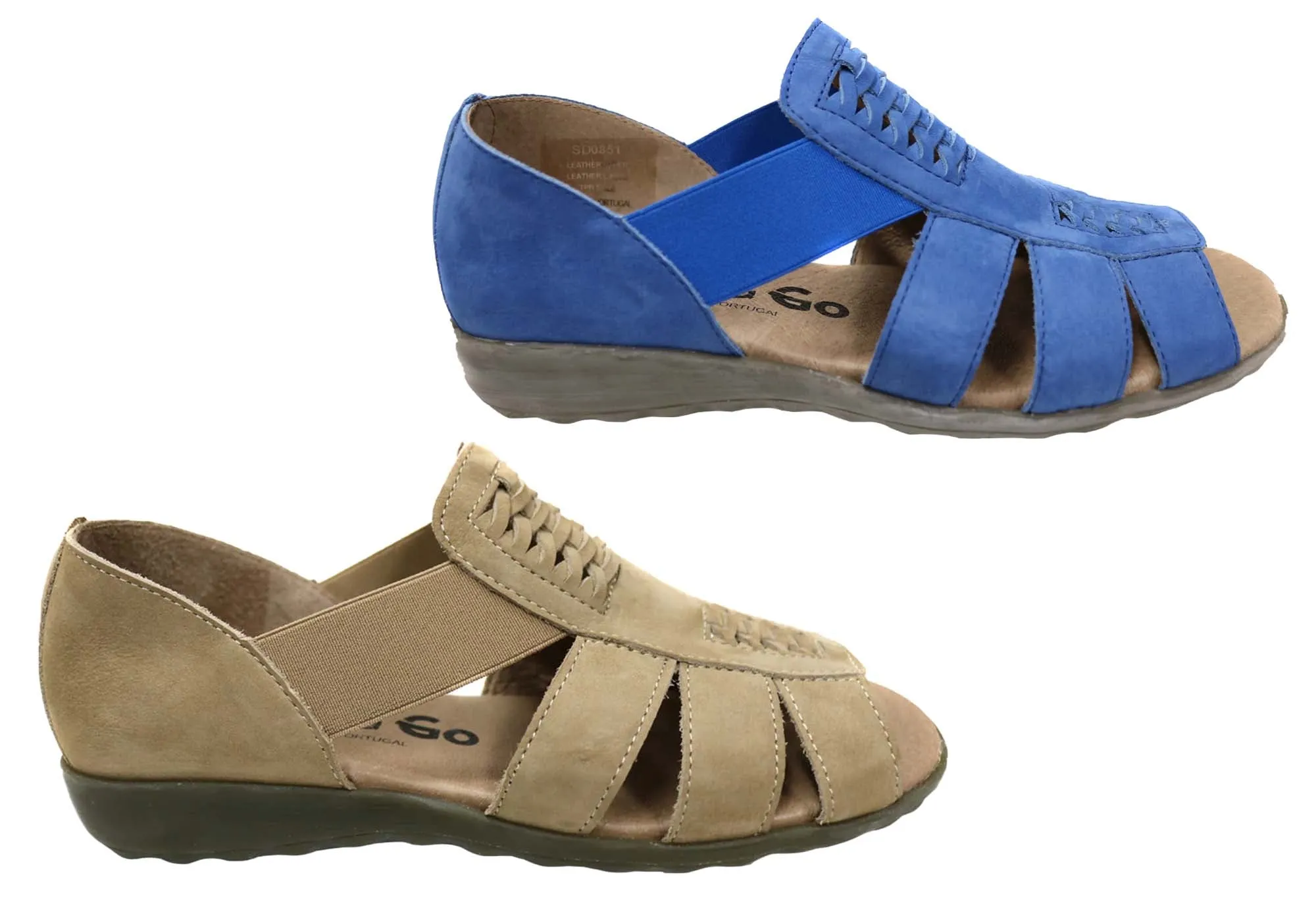 Flex & Go Rozie Womens Comfort Leather Sandals Shoes Made In Portugal