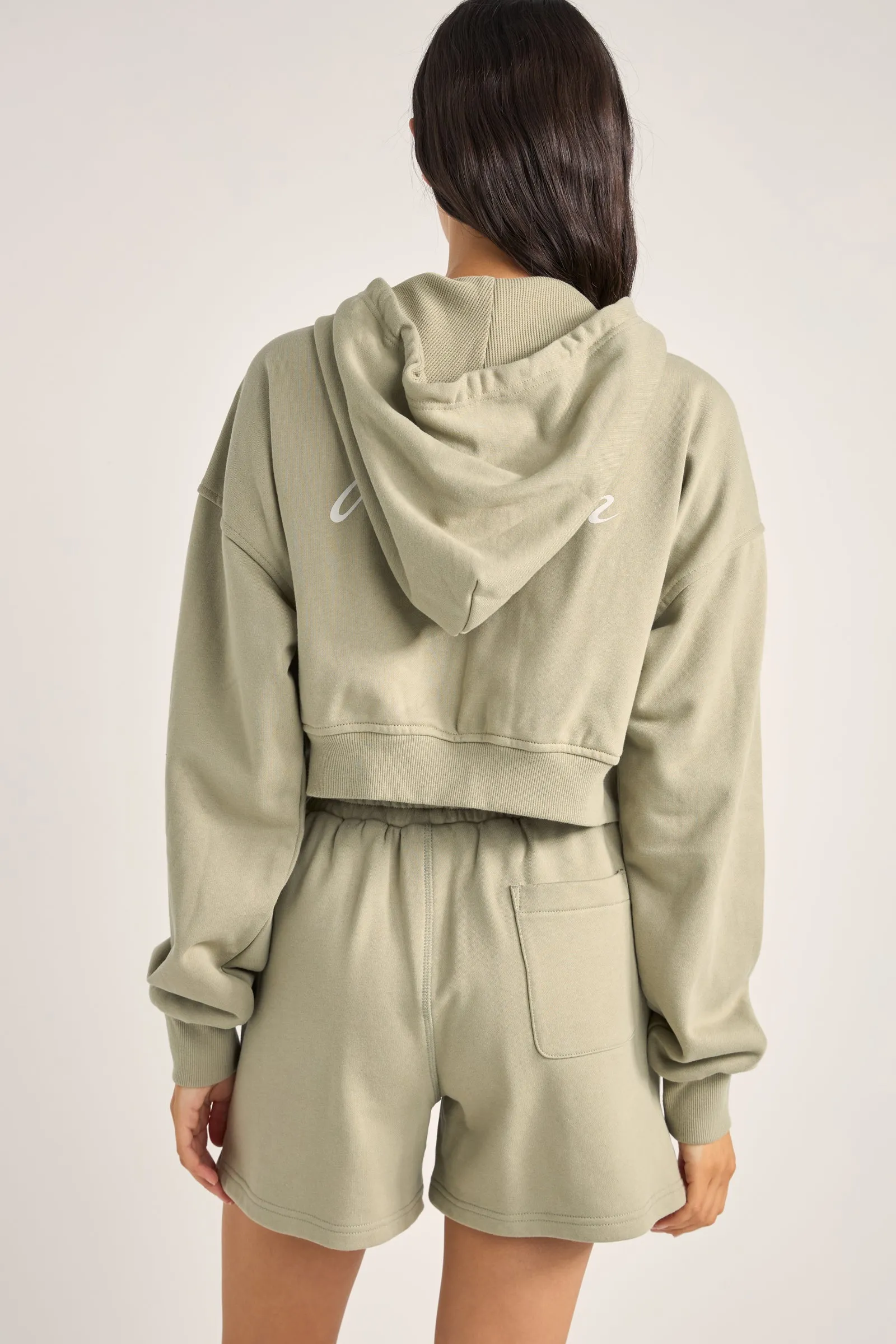 Flora Zip Up Hooded Fleece Sage