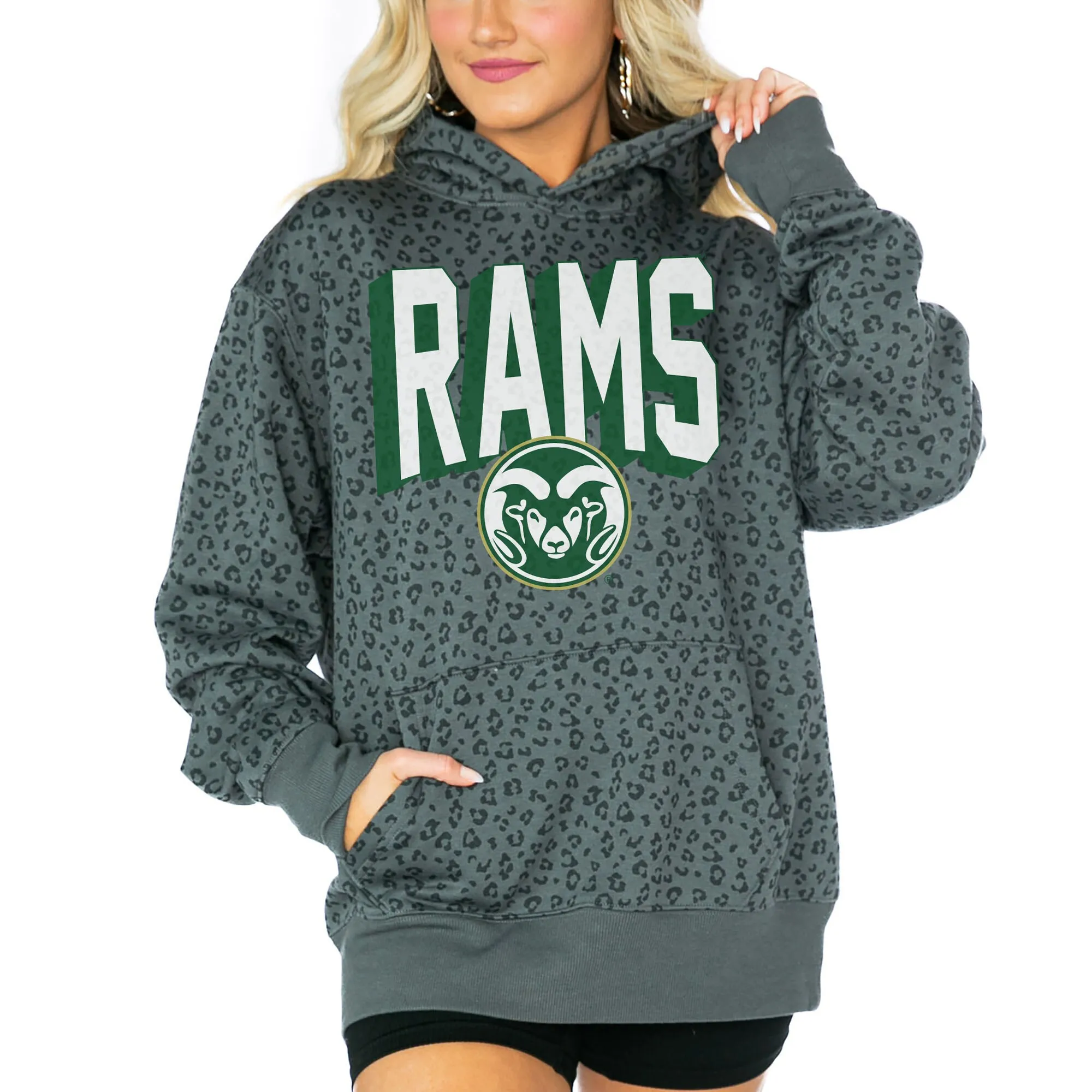 Gameday Couture  Colorado State Rams Women's Black Running Wild Leopard Print Pullover Hoodie