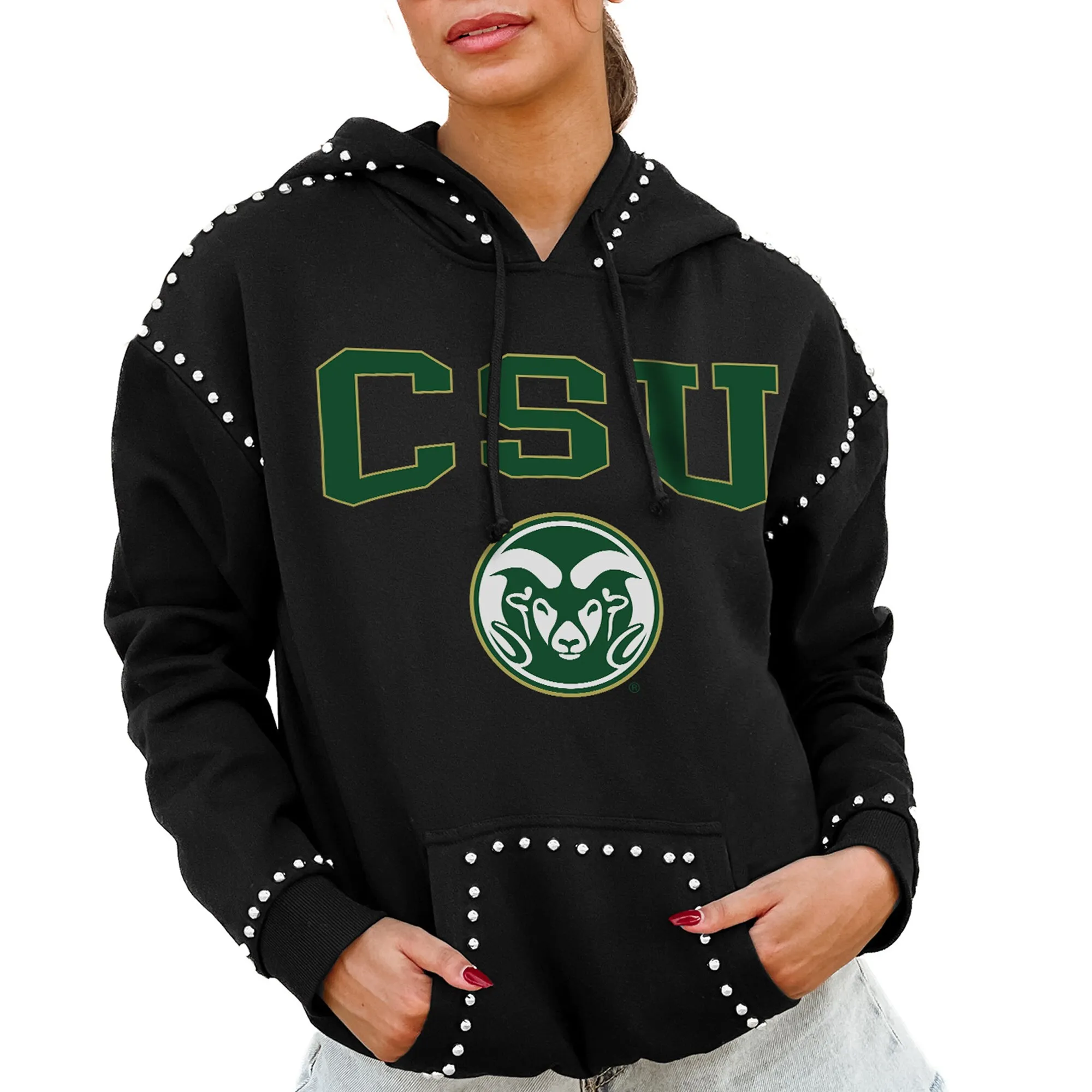 Gameday Couture  Colorado State Rams Women's Black Studded Pullover Hoodie