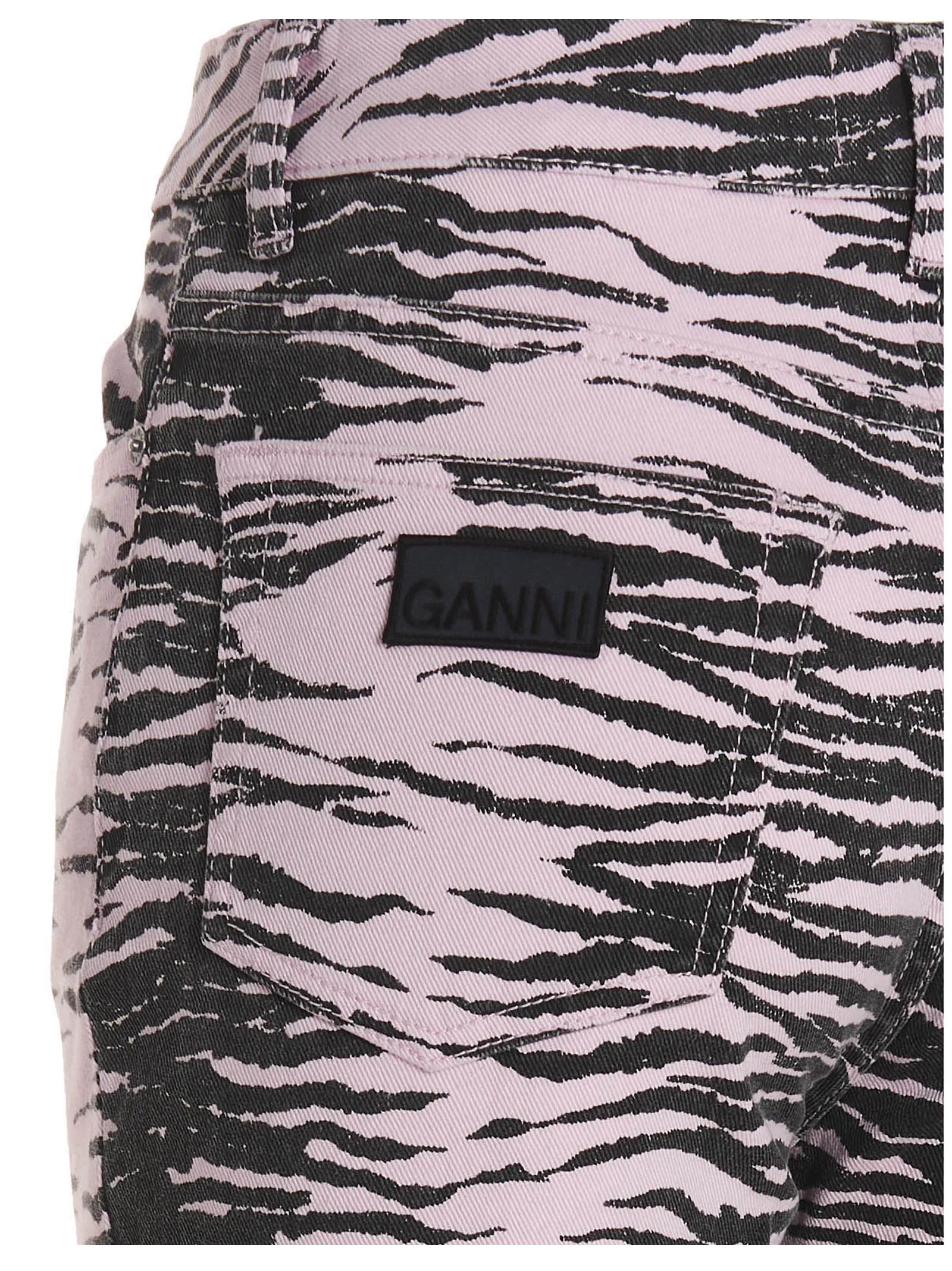 Ganni Tiger Printed Cropped Jeans