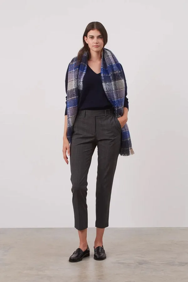 Gerard Darel & PabloELIASS GREY CHECKERED TAILORED CIGARETTE TROUSERS