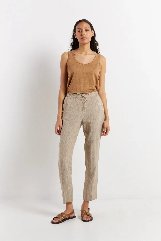 Gerard Darel & PabloEMERY JOGGER-STYLE STRIPED LINEN TROUSERS