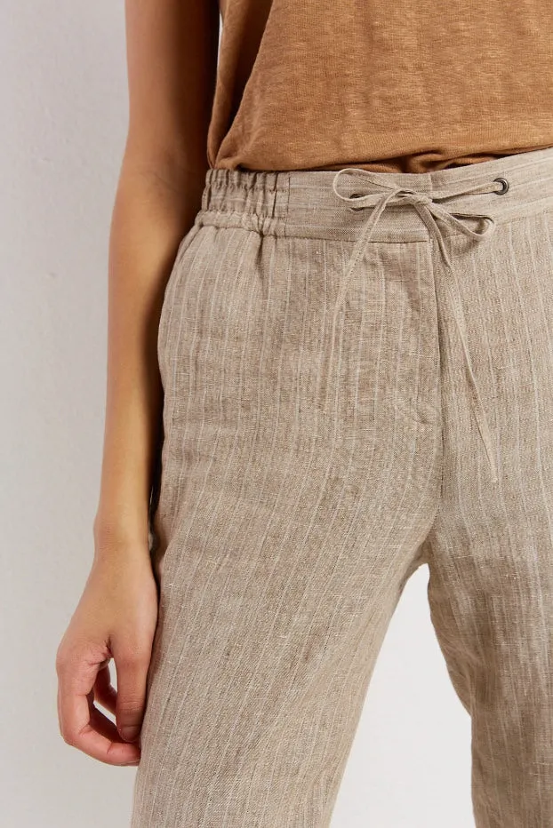 Gerard Darel & PabloEMERY JOGGER-STYLE STRIPED LINEN TROUSERS